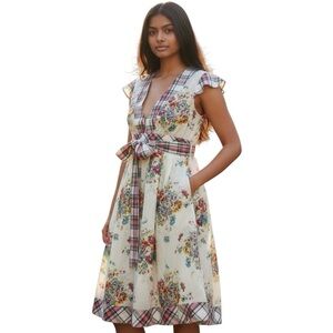 Sundance Floral Sun Dress Women’s Sz 6 Multicolor Cottagecore Embroidery Plaid